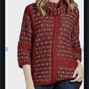 Small, Lucky Brand Red Cowl Neck Sweater